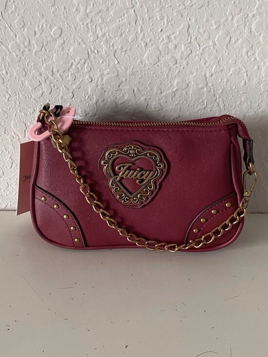 Juicy Couture Handbags - Juicy Couture In Her Juicy Era Convertible Wristlet Mini Bag Purse Cranberry NEW